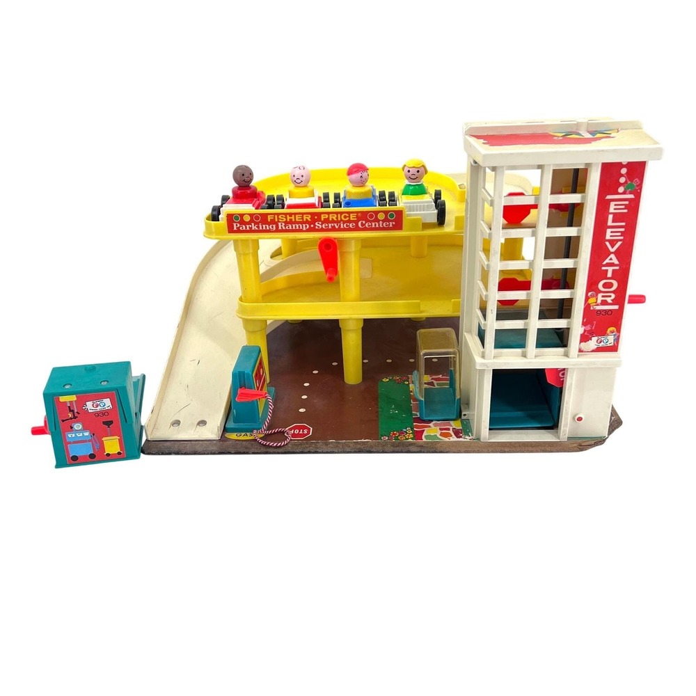vintage Fisher Price‎ Little People parking ramp garage complete set 70s 80s
